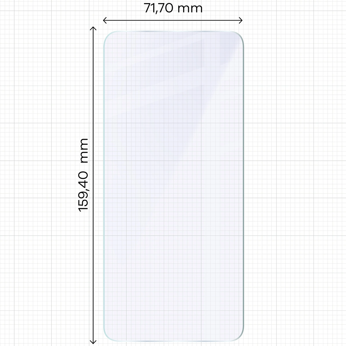 Miarka z wymiarami szkła hybrydowego Bizon Hybrid Mule do Oppo A5 Pro 5G